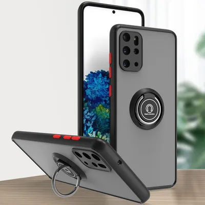 Produktbild von Samsung S20 Plus Hülle, Ring Halter Ständer Matte Transluzent TPU Rahmen Stoßfest Schutzhülle für Samsung Galaxy S20 Plus Dunkelgrau