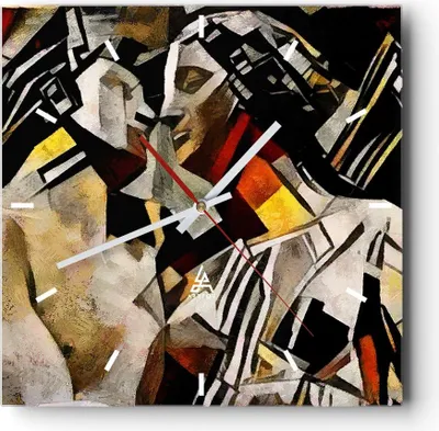 Produktbild von Wanduhr - Quadrat - Glasuhr - Skulptur modern - 30x30cm - Schleichendes Uhrwerk - Lautlos - zum Aufhängen bereit - Dekoration Modern - Wanddekoration aus Glas - C3AC30x30-3494