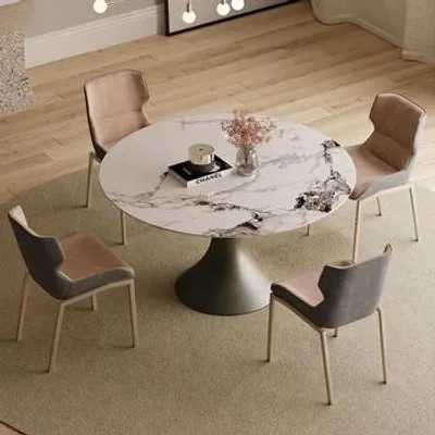 Produktbild von 360Home Runder Esstisch mit Gesteinsplatte Esstisch aus Keramik 130cm