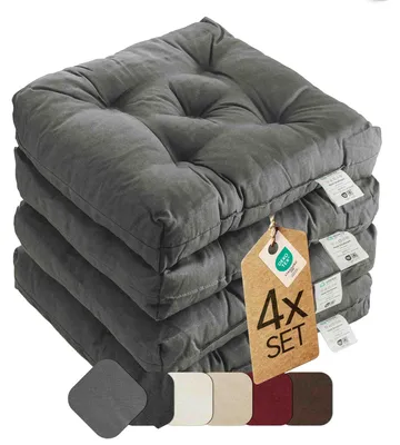 Immagine prodotto di Cuscino di seduta cuscino di sedia interno ed esterno set di 4 42x42 cm - grigio - etérea Heidi cuscino di sedia pad