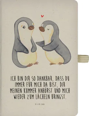 Produktbild von Mr. & Mrs. Panda Kladde Pinguine trösten - Transparent - Geschenk, Valentinstag, Tagebuch, für Frauen, Reisetagebuch, Freundin, Notizbuch DIN A5, Partner, Journal, Freund