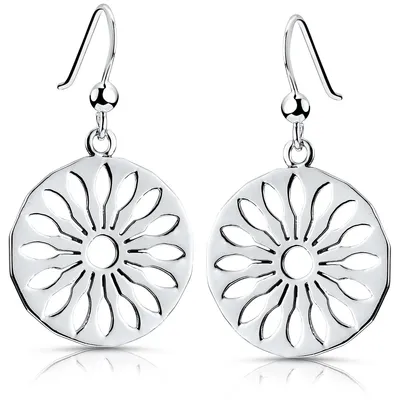 Produktbild von Materia Blumen Ohrringe Silber hängend - 925 Sterling-Silber Ohrhänger rund für Damen Teeanger in Geschenkbox SO-398