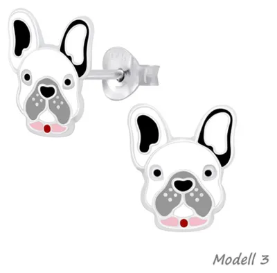 Produktbild von Kinder Ohrringe Silber 925 Ohrstecker Hund / Bulldogge / Boxer Modell 3