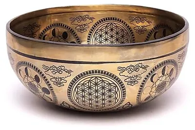 Produktbild von Lasergravierte Klangschale Metatrons Würfel – ±1400–1600 G; ±22-24 cm