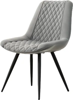 Produktbild von Stuhl Astrid, bequem gepolstert, Kunstleder Grau, Metallbeine Schwarz, 50x84x58,5 cm