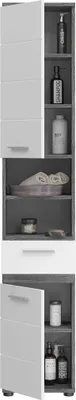 Produktbild von Xonox.home Hochschrank Blake BxHxT 35 x 191 cm x 31 cm Frontfarbe weiß hochglanz / Korpus rauchsilber
