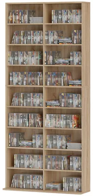 Immagine prodotto di HOMCOM Scaffale per CD, DVD e Blu-ray con 18 ripiani per il soggiorno, finitura naturale