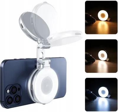 Zdjęcie produktu dla Lampa LED + Lusterko na Magnes Telefon Smartfon Zdjęć Selfie Vlog Telesin / C03