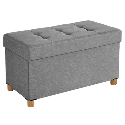 Produktbild von SONGMICS Sitzhocker, 77L, klappbare Sitztruhe, Aufbewahrungsbox, Hellgrau
