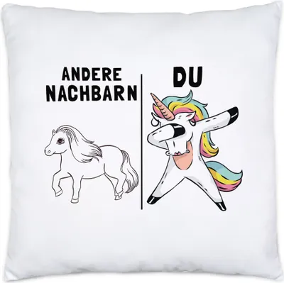 Produktbild von Andere Nachbarn Du Kissen Inkl. Füllung Pferd Einhorn Humor Lustig Unicorn Geschenk Nachbarschaft