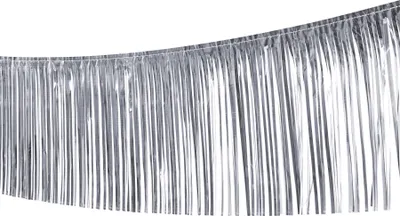Produktbild von Silberne Folien-Fransengirlande 10 m lang, 30 cm Fransen