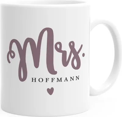 Produktbild von personalisierte Kaffeetasse Tasse Mr & Mrs Nachname Namenstasse personalisierte Geschenke Hochzeitsgeschenk SpecialMe® Mrs weiß Keramik-Tasse