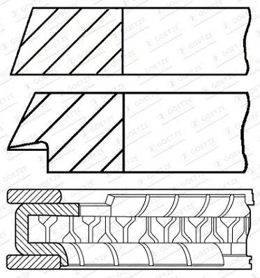 Produktbild von GOETZE ENGINE 08-102406-00 Kolbenringsatz Kolbenringe für VOLVO V70 II (285) V70 I (875, 876) V40 Kombi (645) S60 I (384) 850 Kombi (855)