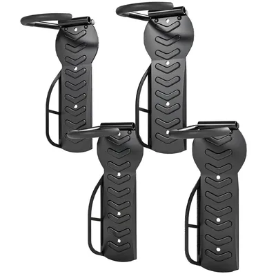 Produktbild von 4-teiliges Set Fahrradwandhalterungen für 4 Fahrräder | Farbe: Schwarz | Abmessungen: 10,5 x 25,5 x 4 cm