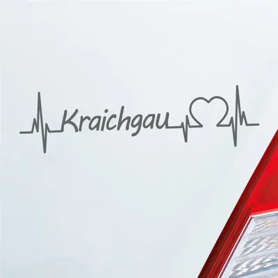 Produktbild von Auto Aufkleber Kraichgau Puls Herzschlag mit Ferien Region Motiv 19x5 cm Grau Sticker Heckscheibenaufkleber