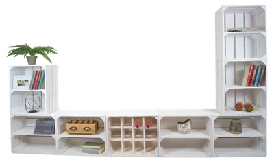 Produktbild von Wohnwand "Paris" mit TV Board und Kombiregalen (Weiß)