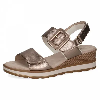 Produktbild von Caprice Damen Sandale mit überzogener Schnalle und Keilabsatz 9-28753-42, Größe:37 EU, Farbe:Beige