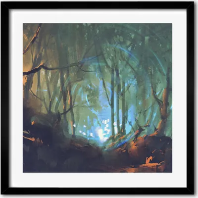 Produktbild von Bild - 50 cm x 50 cm - MDF - Rahmen, Wandkunst - Mystischer Wald
