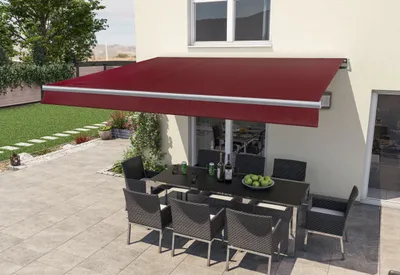 Produktbild von Gelenkarm-Markise Berlin mit Funkmotor bordeaux rot Breite 400 cm Ausfall 250 cm