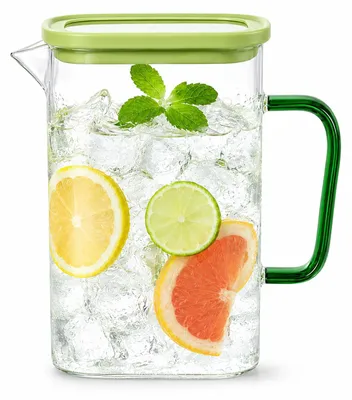 Glaskaraffe 1,5 l mit Deckel, schmal für Kühlschranktür