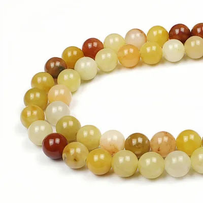 Produktbild von Perlen zum Auffädeln 8mm 43 Stück Gemischte Gelbe Jade Edelsteine Rund