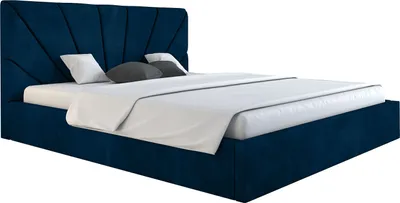 Produktbild von Polsterbett, 140x200 cm, Doppelbett, mit Bettkasten, mit Lattenrost, mit Kopfteil, Modern Bett, Robust, Elegant, Erstklassige Qualität, Slim-3, Dunkelblau