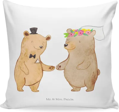 Produktbild von Mr. & Mrs. Panda kissen für sofa Bären Heirat - Weiß - Geschenk, Hochzeitskarte, Hochzeitstag, zier, Hochzeitsgeschenk, Zur Hochzeit, 40x40, Dekokissen, Deko, Trauung