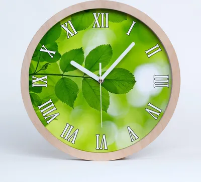 Produktbild von Holzuhr 25fi cm wanduhr - weiße Spitzen - grüne Blätter