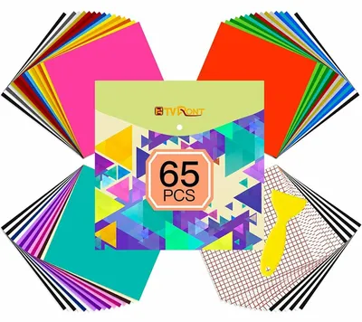 Image de Ensemble permanent de films adhésifs en vinyle - Films en vinyle et film de transfert - 65 pièces - PVC - 30 x 30 cm - Décoration