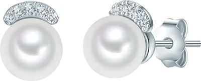 Produktbild von Valero Pearls Perlen-Ohrstecker Sterling Silber Zirkonia Süßwasser-Zuchtperle 50100232