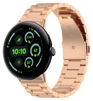 Immagine prodotto di Bracciale in acciaio inossidabile per Google Pixel Watch 4 / 3 da 45 mm, design a tre perline, oro rosa