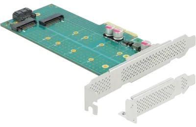 Produktbild von DeLOCK PCI Express x4 Karte zu 1 x M.2 Key B + 1 x NVMe M.2 Key M - Low Profile Formfaktor, PCIe, M.2, SATA, Niedriges Profil, PCIe 4.0, 5 - 50 °C, -25 - 70 °C