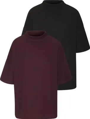 Produktbild von LASCANA Kurzarmshirt aubergine, schwarz Größe 32/34