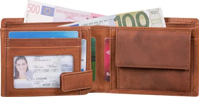 Produktbild von Benthill Herren Geldbörse aus Echt-Leder - Geldbeutel mit RFID-Schutz - Großes Portemonnaie für Herren - Vintage Leder