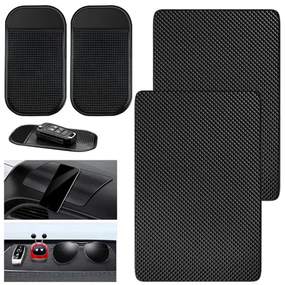 Produktbild von 4-teiliges Set mit selbstklebenden, rutschfesten Automatten, rutschfesten Pads, Klebepads, Klettpads für Mobiltelefone, Brillenhaltern, Sonnenbrillenhaltern und Schlüsseln.