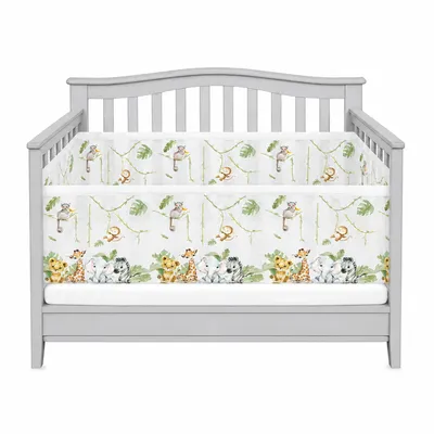 Produktbild von Sicheres Babybett-Polster 3D atmungsaktiv,schützt Kopf & Hände,  für Jungen & Mädchen, einfach zu reinigen, gemütlicher Schlaf,2-teilig