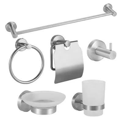 Produktbild von Robustes Badregal aus 304 Edelstahl – Wandmontage, Handtuchhalter & Ablage für Badezimmer, Mattsilber