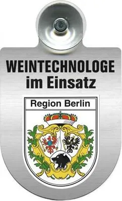 Produktbild von Einsatzschild mit Saugnapf - Weintechnologe im Einsatz - incl. Regionenwappen nach Wahl 393840 Color - Region Berlin