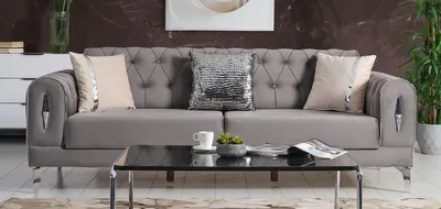 Produktbild von Casa Padrino Luxus Schlafsofa Grau / Silber 225 x 95 x H. 83 cm - Wohnzimmer Sofa mit 4 Kissen - Luxus Wohnzimmer Möbel