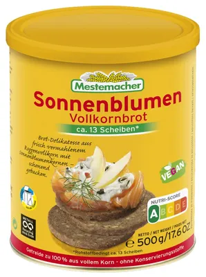 Zdjęcie produktu dla Chleb razowy słonecznikowy Mestemacher 13 kromek w puszce 500g