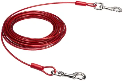 Obrázek produktu pro Kabel Amazon Basics pro psy, do 56 kg, 9,1 m, červený