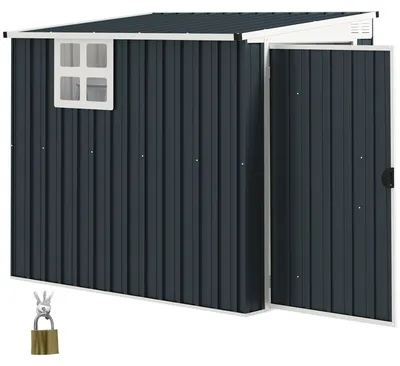 Immagine prodotto di Capanno da giardino in metallo per attrezzi | Colore: Grigio | Dimensioni: 193x128x161/181 cm