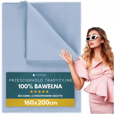 Produktbild von Estadi Traditionelles Baumwoll-Bettlaken 160x200 cm Hellblau