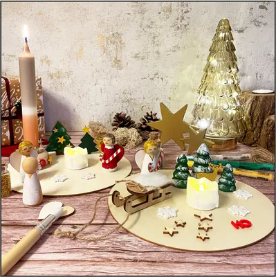 Produktbild von Oblique Unique Weihnachtsdeko Bastel Set groß als Tischdeko Dekoration für Advent Weihnachten DIY Deko Kinder Basteln