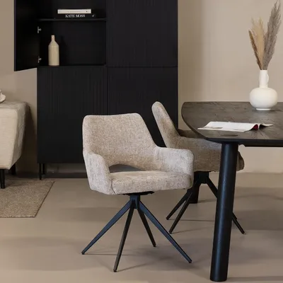 Produktbild von Esszimmerstuhl Drehbar - Beige - Stoff - Esszimmerstuhl Josh - Giga Meubel