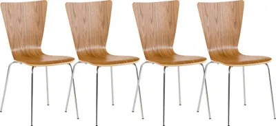 Produktbild von CLP 4er Set Besucherstuhl Aaron mit Holzsitz und Metallgestell eiche
