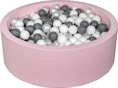 Image de Piscine à balles aire de jeux + 450 balles rose blanc, perle, gris