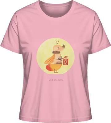 Produktbild von Mr. & Mrs. Panda damen shirt Glühwürmchen Größe S - Baumwolle Pink - Geschenk, Liebesspruch, Liebe, Basic T-Shirt, Lustige Sprüche, Oberteil, Mit Print, Verlobung, Spruch