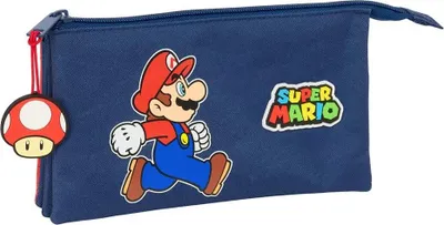 Produktbild von Safta Triple Super Mario Trick Mäppchen Blau Mann Blau One Size