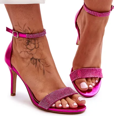 Produktbild von Damen-Sandalen mit hohem Absatz und Strasssteinen in Fuchsie Perfecto 39